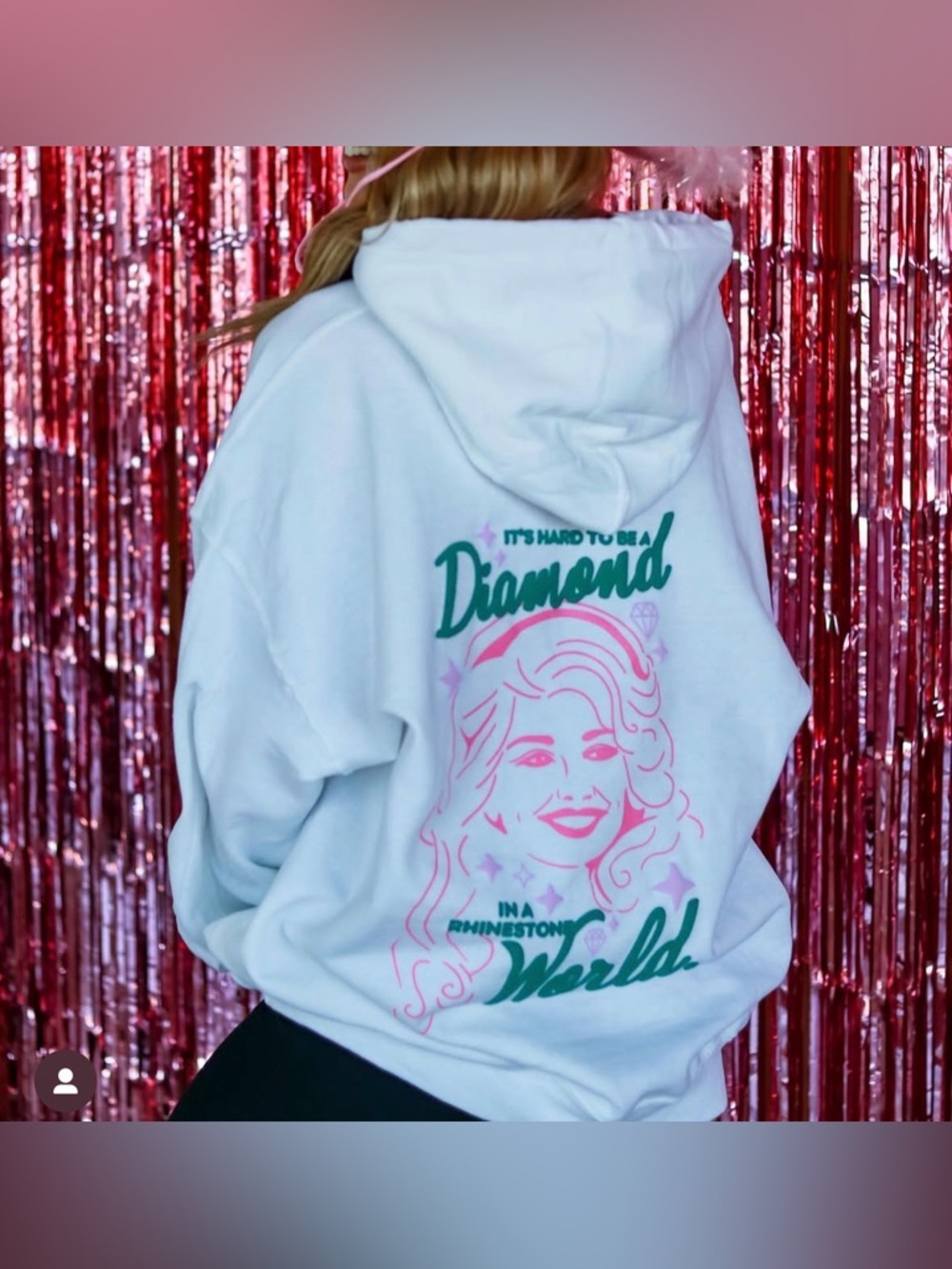 Girl Tribe Co | Be A Diamond White Embroidered & Puff Ink Dolly Hoodie Medium